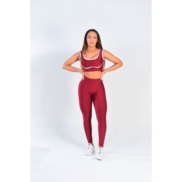 Roupa de academia fitness - conjunto de leggings  + top - suplex