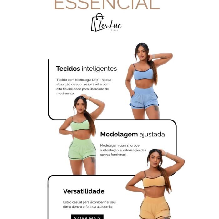 Conjunto Feminino Dry Fit Top + Short Duplo Boxeadora — Academia Corrida Fitness Zero Transparencia