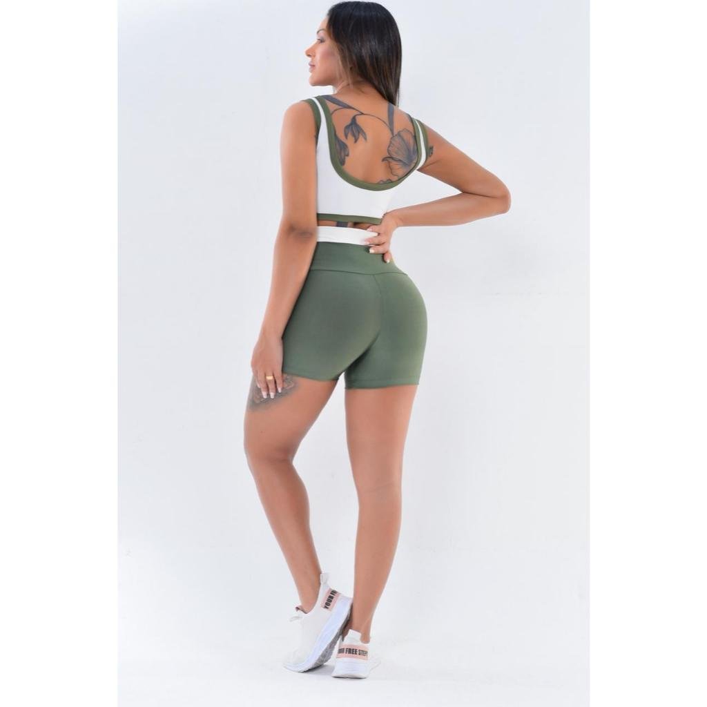 CONJUNTO FITNESS FEMININO - Bicolor - conjunto de short + top fitness - suplex - (ayla) - Imagem 3