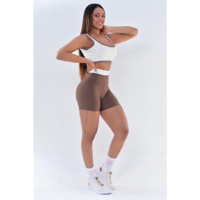 CONJUNTO FITNESS FEMININO  - Bicolor - conjunto de short + top fitness - suplex - (ayla)