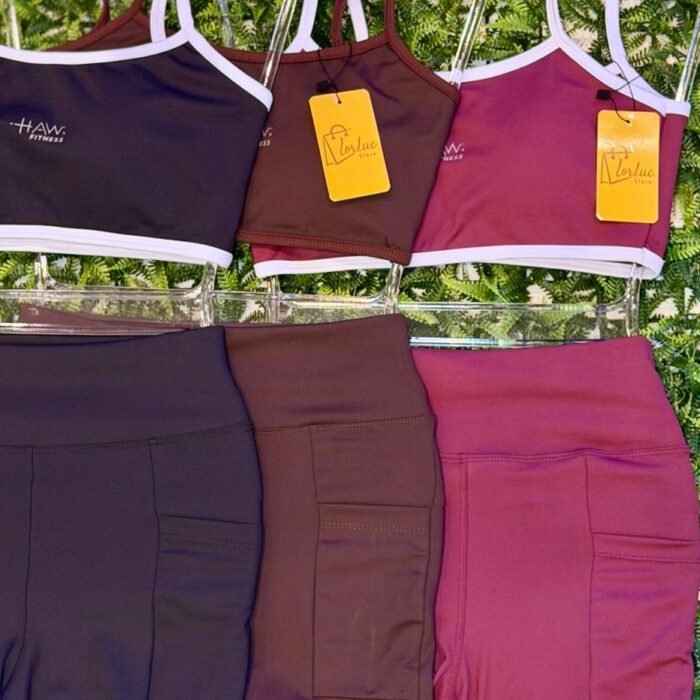 Roupa de academia conjunto fitness feminino top e short alta compressao- zero transparencia