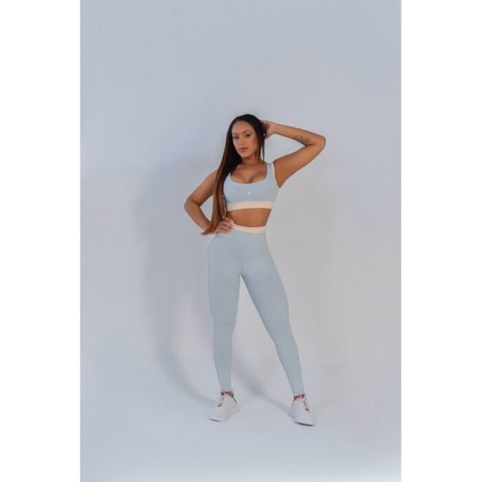 Conjunto Fitness Feminino – Top com Bojo + Calça – Alta Compressão – M/G – Zero Transparência