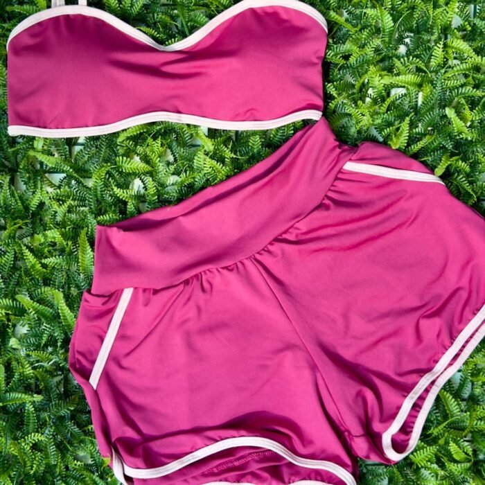 Conjunto Feminino Dry Fit Top + Short Duplo Boxeadora  Academia Corrida Fitness Zero Transparencia